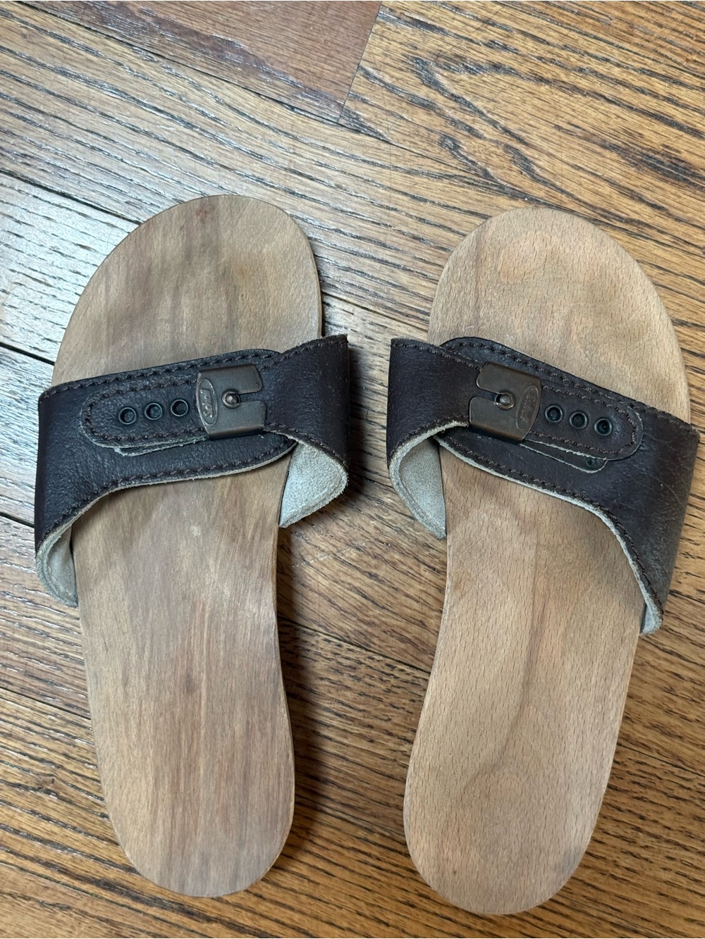 Dr. Scholl's Dark Brown Leather Slide Sandals